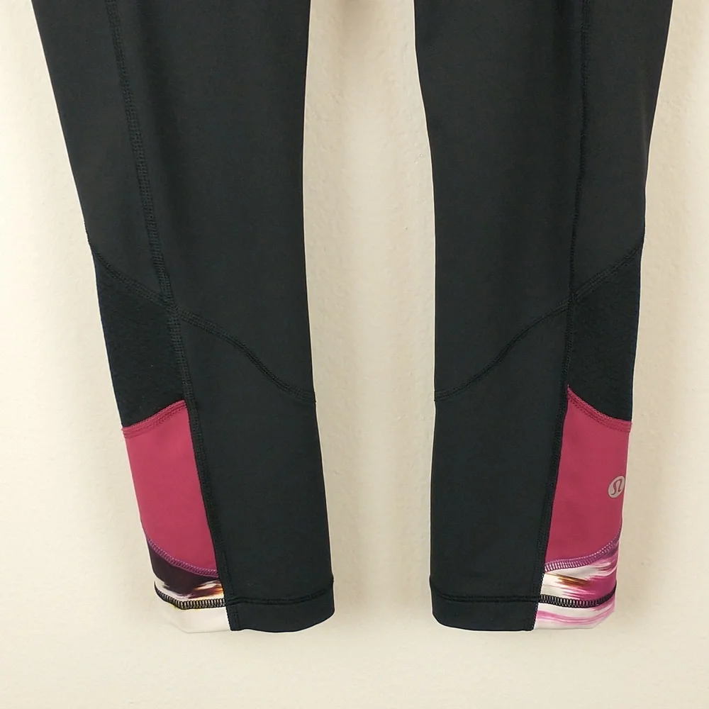 Lululemon Pace Rival Crop Leggings 2 Mesh Luxtreme Black Pigment Wind Berry